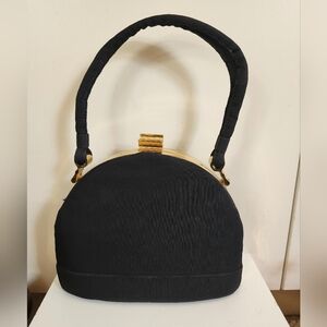 Vintage Mint 1950s Ingber Black Silk "Box" Frame Evening Handbag Made In USA